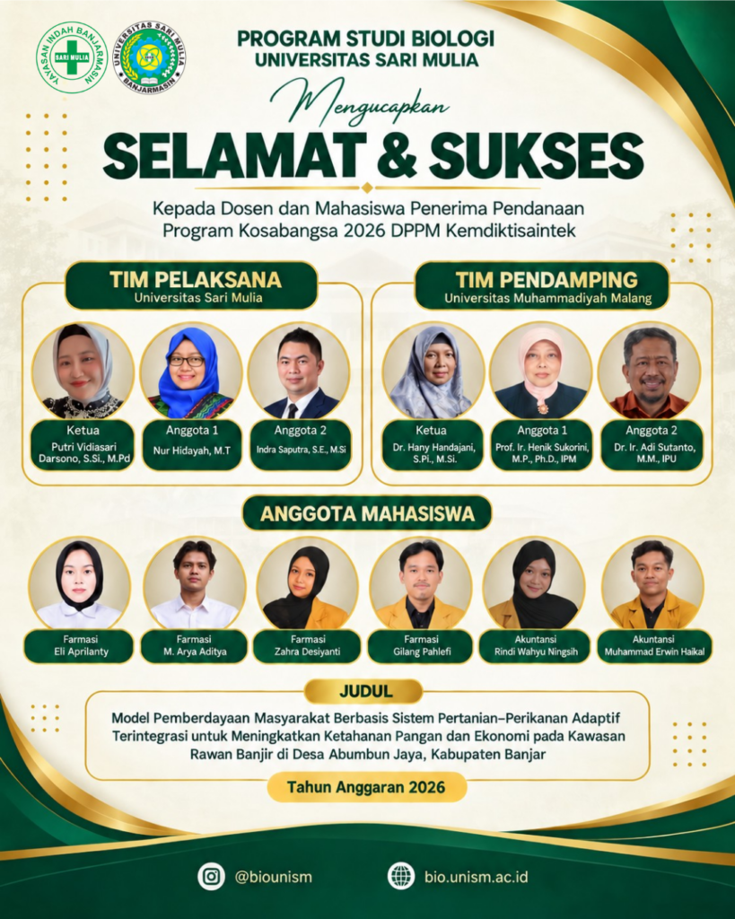 Dosen dan Mahasiswa Universitas Sari Mulia Raih Pendanaan Program Kosabangsa 2026